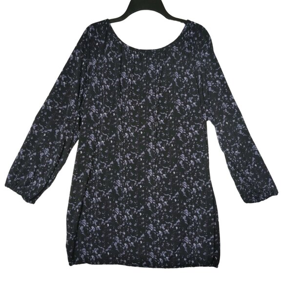 MICHAEL KORS Round Neck 3/4 Sleeves Black Print Blouse Top Women's Size Large - Picture 3 of 7
